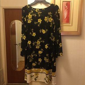 ALFANI LG SLEEVE FLORAL PRINT SHEATH DRESS SZ 6.
